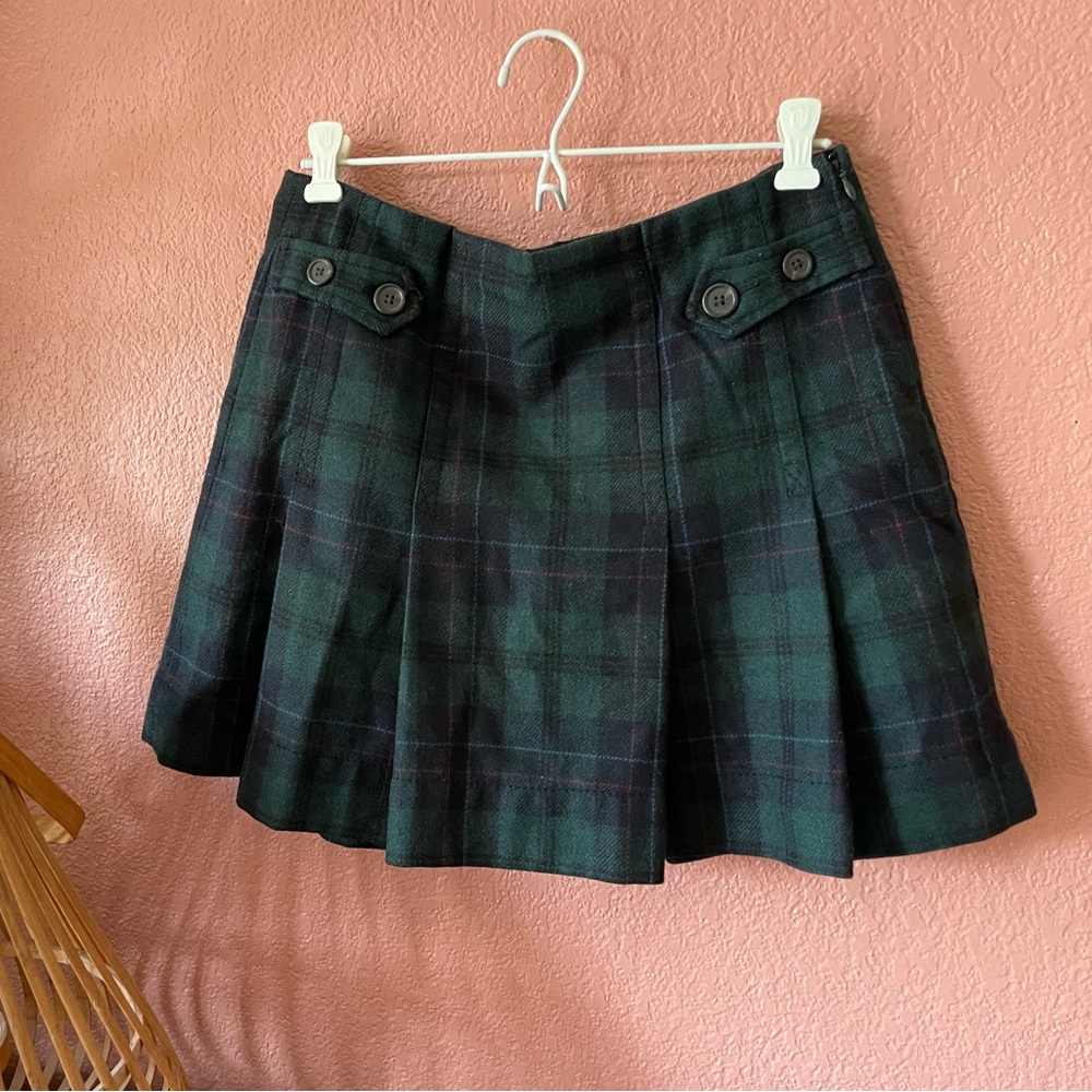 Vintage Y2K GAP Wool Plaid Pleated Mini Skirt